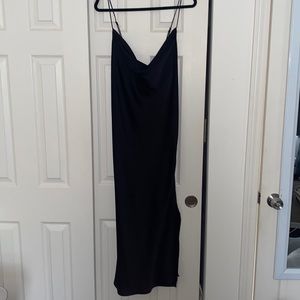 Black satin banana republic midi dress
